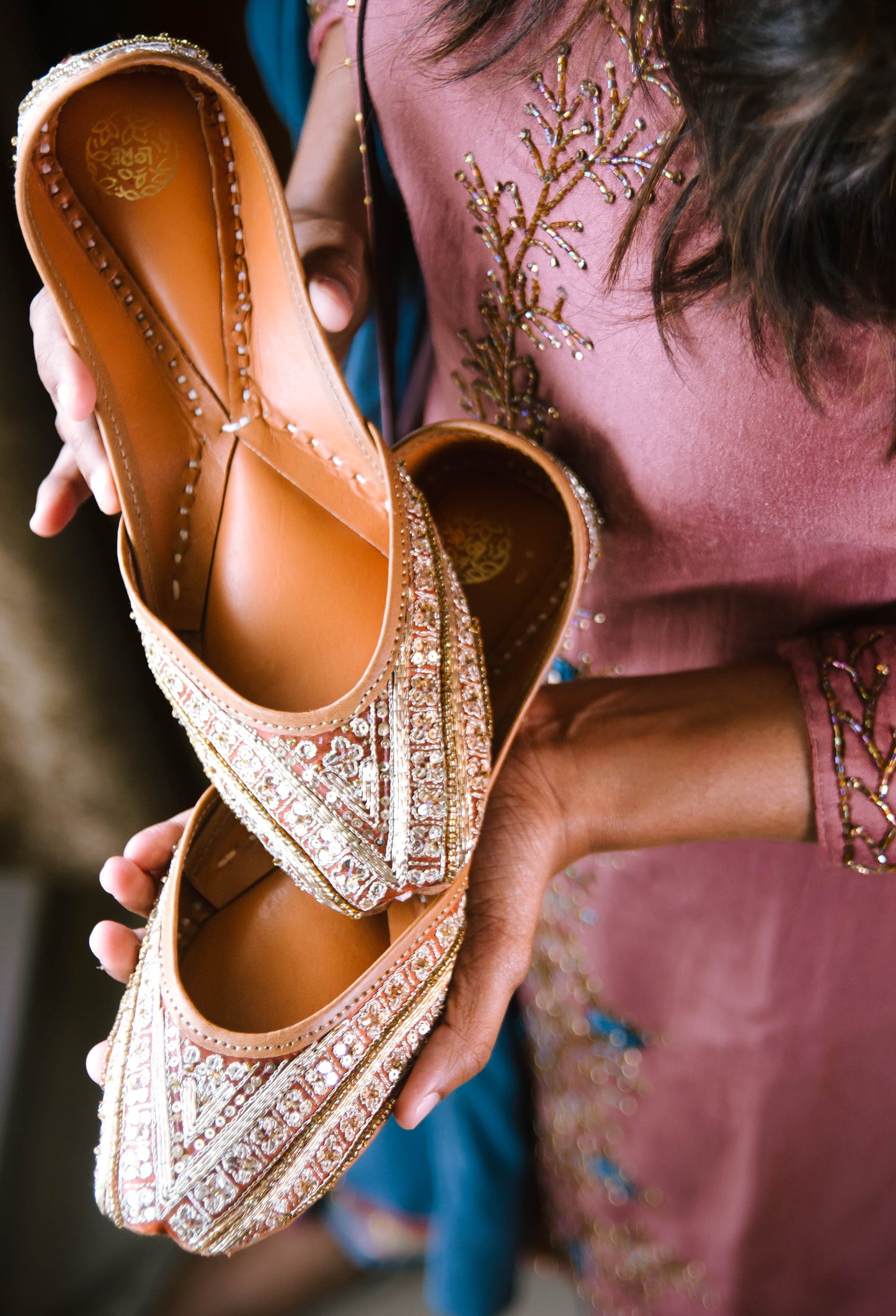 Rust Red Bridal Handworked Juttis