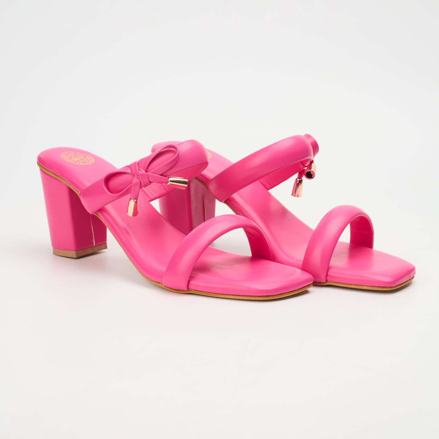 Solid Block Heeled Pink Sandals