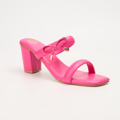 Solid Block Heeled Pink Sandals