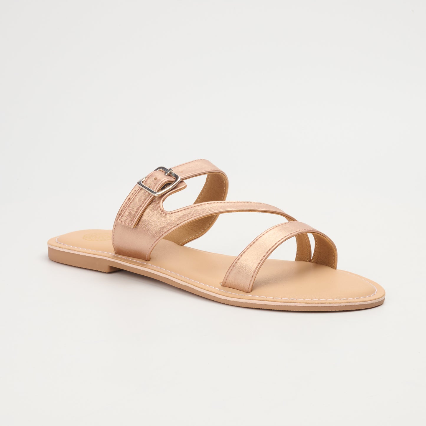 Demure Rose- Gold Strapped Flats