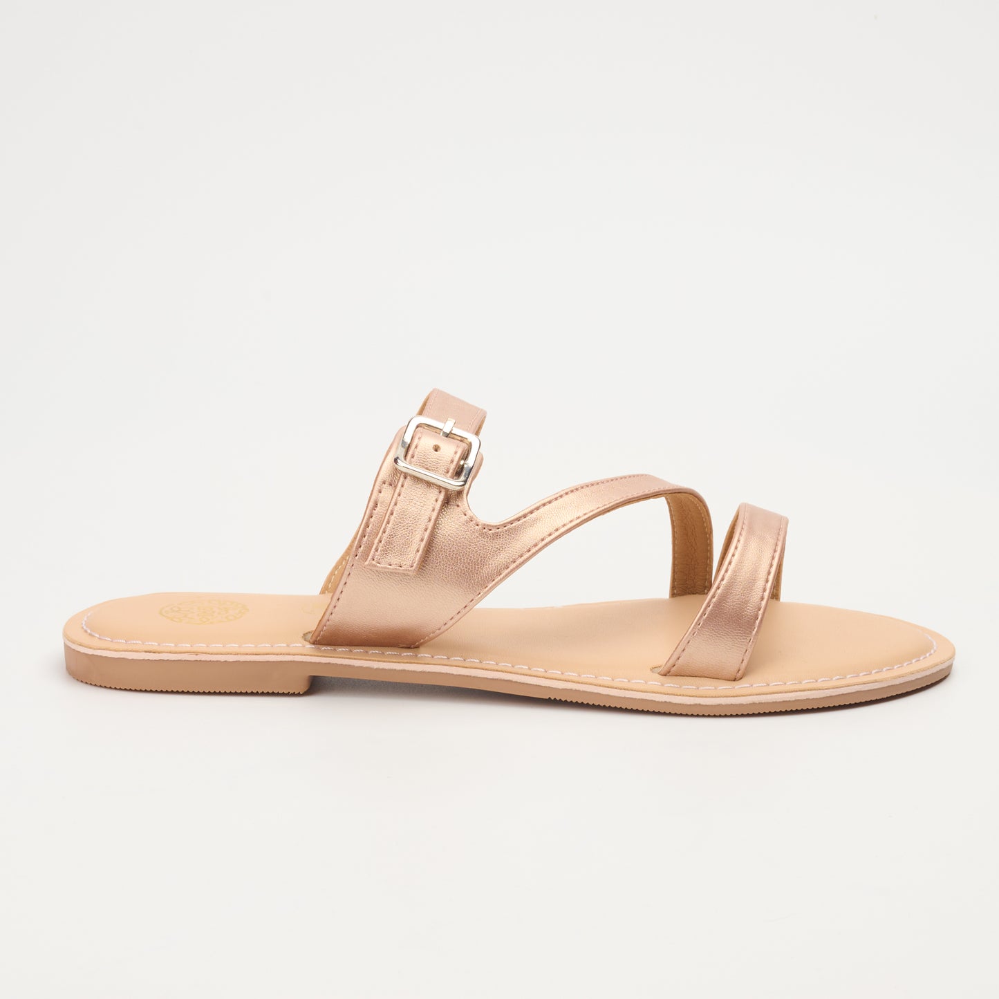 Demure Rose- Gold Strapped Flats