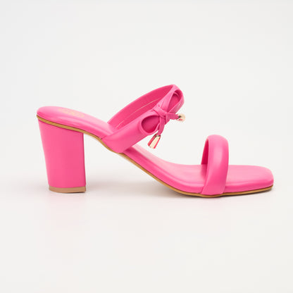 Solid Block Heeled Pink Sandals